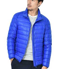 Leichte Daunenjacke Herren Daunen Steppjacke Herren mit Kapuze Leicht Puffer Jacke Männer Warme Stepp Winterjacke Daunenmantel Steppmantel Herren Down Jacket Light Men Mantel Wasserdicht Saphir 3XL von Peuignao