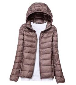 Leichte Daunenjacke Mit Kapuze Damen Steppjacke Daunenmantel Damen Winter Daunen Winterjacke Damen Leicht Ultraleichte Dünne Steppjacken Frauen Federleichte Softdaunenjacke Übergangsjacke Khaki XXL von Peuignao