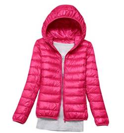 Leichte Daunenjacke Mit Kapuze Damen Steppjacke Daunenmantel Damen Winter Daunen Winterjacke Damen Leicht Ultraleichte Dünne Steppjacken Frauen Federleichte Softdaunenjacke Übergangsjacke Rosa M von Peuignao