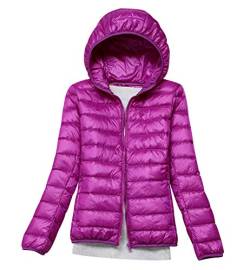 Leichte Daunenjacke Mit Kapuze Damen Steppjacke Daunenmantel Damen Winter Daunen Winterjacke Damen Leicht Ultraleichte Dünne Steppjacken Frauen Federleichte Softdaunenjacke Übergangsjacke Violett 7XL von Peuignao