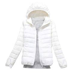 Leichte Daunenjacke Mit Kapuze Damen Steppjacke Daunenmantel Damen Winter Daunen Winterjacke Damen Leicht Ultraleichte Dünne Steppjacken Frauen Federleichte Softdaunenjacke Übergangsjacke Weiß M von Peuignao