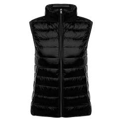 Leichte Daunenweste Damen Leicht Daunen Steppweste Damen Ärmellose Daunenjacke Damen Wattierte Weste Daunen Damen Ärmellose Steppjacke Damen Ultraleichte Daunenweste Frauen Große Größen Schwarz 2XL von Peuignao