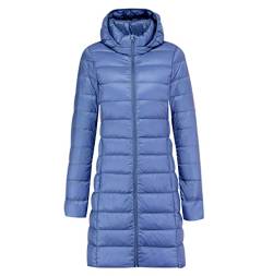 Leichte Steppjacke Damen Lang Daunenjacke Damen Leicht Puffer Jacke Mantel Langer Daunenmantel Lang Leichter Steppmantel Damen Down Jacket Women Jacke Daunen Ultraleichte Daunenjacke Damen Blau von Peuignao