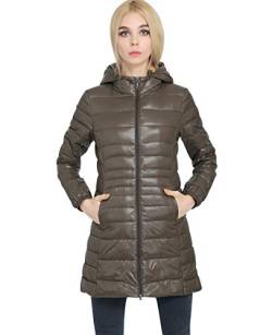 Leichte Steppjacke Damen Lang Lange Daunenjacke Damen Leicht Puffer Jacke Mantel Langer Daunenmantel Leichter Steppmantel Damen Down Jacket Women Gesteppte Jacke Daunen Ultraleicht Faltbar Damen Grün von Peuignao