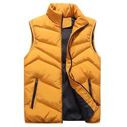 Steppweste Herren Downen Weste Daunen Herren Winter Ärmellose Daunenweste Herren Gilet Winterweste Step Westen Für Männer Jacke Ohne Ärmel Herren Übergrößen Wattierte Weste Mantel Ärmellos Gelb 4XL von Peuignao