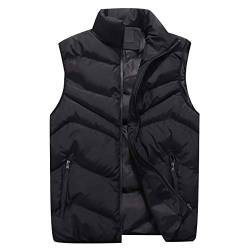 Steppweste Herren Downen Weste Daunen Herren Winter Ärmellose Daunenweste Herren Gilet Winterweste Step Westen Für Männer Jacke Ohne Ärmel Herren Übergrößen Wattierte Weste Mantel Ärmellos Schwarz 4XL von Peuignao