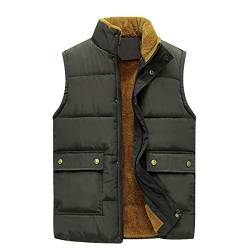 Steppweste Herren Fleece Weste Herren Winter Ärmellose Fleeceweste Herren Gilet Winterweste Step Westen Für Männer Jacke Ohne Ärmel Herren Gilets Übergrößen Wattierte Weste Mantel Ärmellos Grün 6XL von Peuignao