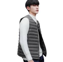 Steppweste Herren Leicht Leichte Daunenweste Herren Puffer Weste Warme Wattierte Weste Herren Winter Ärmellose Daunenjacke Jacke Herren Daunenweste Männer Puffer Vest Men Puffer Gilet Herren Grau 3XL von Peuignao