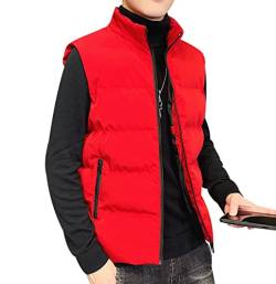 Steppweste Herren Winterweste Ärmellose Wattierte Weste Jacke Ärmellos Herren Westen Männer Warme Oversize Armellose Puffer Weste Herren Winter Herrenwesten Herren-Steppweste Herren-Westen Rot L von Peuignao