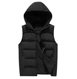 Steppweste Herren Winterweste Wattierte Weste Ärmellose Jacke Herren Westen Männer Warme Oversize Armellose Puffer Weste Mit Kapuze Herren Winter Herrenwesten Übergrößen Steppjacke Herren Schwarz 7XL von Peuignao