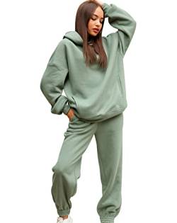 Trainingsanzug Damen Freizeitanzug Hausanzug Damen Kuschelig Große Größen Loungewear 2Pac Jogginganzug Damen Set Tracksuit Women Zweiteiler 2 Teiler Damen Jogginganzüge Trainingsanzüge Frauen Grün XXL von Peuignao