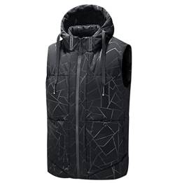 Wattierte Weste Herren Winterweste Ärmellose Jacke Ärmellos Herren Steppweste Westen Männer Oversize Armellose Puffer Weste Mit Kapuze Herren Winter Herrenwesten Übergrößen Herren-Steppweste 8XL von Peuignao