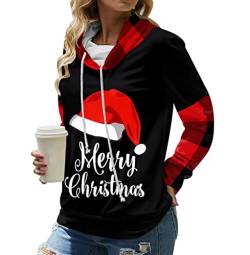 Weihnachtspulli Damen Xmas Pullover Damen Hässlicher Hässliche Weihnachtspullover Damen Ugly Merry Christmas Pullover Weihnachts Pulli Sweatshirt Weihnachten Xmas Hoodie Santa Schneemann Schwarz L von Peuignao