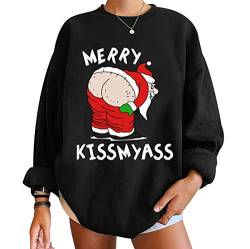 Weihnachtspullover Damen Hässlicher Hässliche Weihnachtspullover Xmas Pullover Damen Ugly Merry Christmas Pullover Pulli Weihnachten Weihnachtspulli Damen Santa Lustige Weihnachtspullover Schwarz M von Peuignao