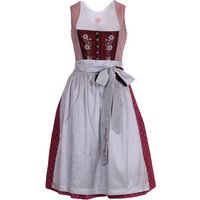 Pezzo D'oro Dirndl Mididirndl dunkelrot/silbergrau bestickt,Länge 70cm (2-teilig Kleid mit Schürze) Knopfleiste mit verdecktem Zipper von Pezzo D'oro