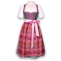 Pezzo D'oro Dirndl Wiesndirndl, tannengrün/rose, Mididirndl 70 cm, Bordürenschürze (2-teilig, Kleid mit Schürze,ohne Bluse) gewebte Jacquardbordüre bei Schürze, nachhaltig hergestellt in Europa von Pezzo D'oro