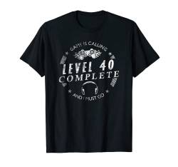 Herren 40. Geburtstag Männer Gamer Retro Gaming Level 40 Complete T-Shirt von Pfalzpower Geburtstag Designs Kinder Erwachsene