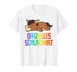 Offizielles Schlafshirt Pyjama Nachthemd Pferd Ross Geschenk T-Shirt von Pferd Pony Fun Geschenkidee Langschläfer Faulenzer