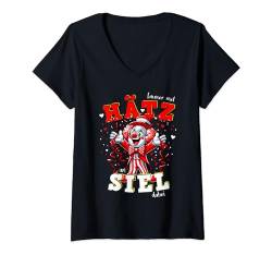 Damen Clown an Karneval mit Herz und Seele Eifel Dialekt T-Shirt mit V-Ausschnitt von Pfotenschatz