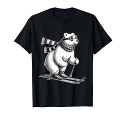 Lustiger Eisbär liebt Skifahren im Schnee im Skiurlaub T-Shirt von Pfotenschatz