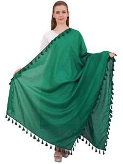 Phagun Cotton-Ansatz-Verpackung Indian Dupatta Chunni lange Stola Troddelschal-Grun von Phagun