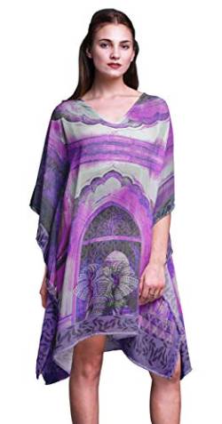 Phagun Lila Elefant mughal Damen Kaftan Holiday Loungewear Midi Dress Strand vertuschen-S-L von Phagun