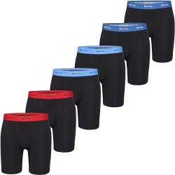 Phil & Co. Berlin Herren Retro Pants 6-Pack Jersey Long Boxer - All-Black - Lange Boxershorts Unterhose Baumwolle Männer Größe L von Phil & Co. Berlin