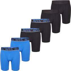 Phil & Co. Berlin Herren Retro Pants 6-Pack Jersey Long Boxer - Black+Blue - Lange Boxershorts Unterhose Baumwolle Männer Größe XL von Phil & Co. Berlin