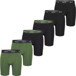 Phil & Co. Berlin Herren Retro Pants 6-Pack Jersey Long Boxer - Black+Green - Lange Boxershorts Unterhose Baumwolle Männer Größe M von Phil & Co. Berlin