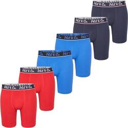 Phil & Co. Berlin Herren Retro Pants 6-Pack Jersey Long Boxer - Navy+red+Blue - Lange Boxershorts Unterhose Baumwolle Männer Größe M von Phil & Co. Berlin