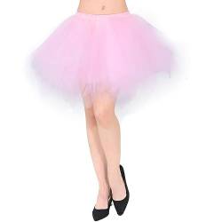 PhilaeEC Damen Tüllrock 50er Rockabilly Petticoat Tutu Unterrock Karneval Kostüm Kurz Ballett Tanzkleid Ballkleid Abendkleid Cosplay Rock Underskirt von PhilaeEC