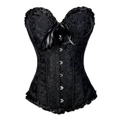 PhilaeEC Femmes Corset Serr¨¦ Taille Tapisserie de fleurs Bustier Sexy Lingerie avec G-String XX-Large Noir von PhilaeEC