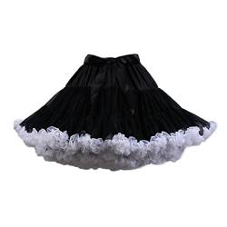 PhilaeEC Frauen Tüll Petticoat Tutu Party Multi-Layer Puffy Cosplay Tanz Rock(schwarz+Weiß) von PhilaeEC