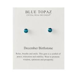 Dezember (Blauer Topas) Geburtsstein-Ohrringe mit Zircondia®-Kristallen von Philip Jones