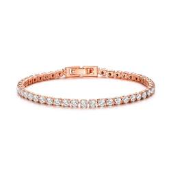 Philip Jones Rosévergoldetes 3-mm-Tennisarmband mit Zircondia®-Kristallen von Philip Jones