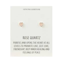 Rosenquarz-Herz-Ohrstecker mit Zitatkarte von Philip Jones