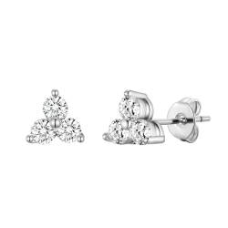 Versilberte Drei-Steine-Ohrringe mit Zircondia®-Kristallen von Philip Jones