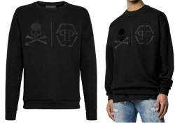 Philipp Plein Sweatshirt Sweater Jumper Hoody Sweatjacke Pullover Skull Embroidered (as3, Alpha, 3X_l, Regular, Regular) von Philipp Plein