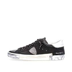 Philippe Model Sneaker Paris X In Pelle E Suede Nera E Silver von Philippe Model