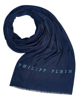 Philippe Plein Stola mit gesticktem Logo, Blau/Hellblau., onesize von Philippe Plein
