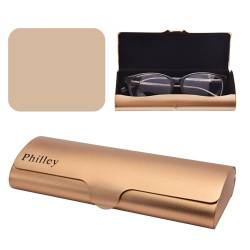 Philley Brillenetui Aluminium Ultraleichtes Hartschalenetui für Kurzsichtige Brillen für Damen & Herren(Gold) von Philley