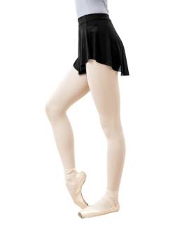 Phoeswan Ballettrock für Damen, elastischer Taillen-Tanzrock, weiches Netzgewebe, Ballettrock für Erwachsene, zum Tanzen, Eislaufen, A Line-schwarz, Mittel von Phoeswan