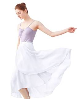 Phoeswan Tanzröcke für Damen, langer Chiffon-Ballettrock, Damen-Tanz-Wickelrock mit Krawatte, Weiß (1), Mittel von Phoeswan