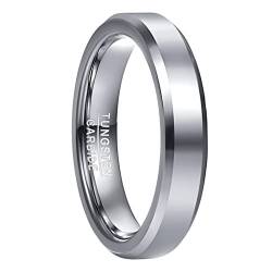 Phyonio 4mm Damen Ringe Silber Wolfram Trauring Ehering Verlobungsring mit Abgeschrägte Kanten Größe 65(20,7) von Phyonio