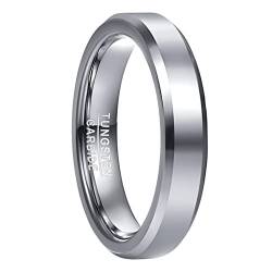 Phyonio 4mm Silber Ringe Damen/Herren Wolfram Ringe mit Abgeschrägte Kanten für Hochzeit Verlobung Größe 52(16,6) von Phyonio