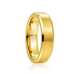 Phyonio Herren Ringe Gold Wolfram Ringe fur Damen 6mm Matt Vergoldet Ringe Gebürstet Eheringe Größe 69(22,0) von Phyonio