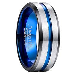 Phyonio Silber Ring Herren/Damen Wolfram Außenbreite 8mm bequem Ehering Verlobungsring Freundschaftsring Größe 54(17,2) von Phyonio