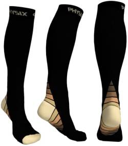 Physix Gear Sport Kompressionsstrümpfe Damen & Herren Stützstrümpfe (20-30mmHg) für Wassereinlagerungen, Flugreisen & Sport Kompressionssocken Langlebige Laufsocken Compression Socks BEIGE L/XL von Physix Gear Sport