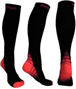 Physix Gear Sport Kompressionsstrümpfe Damen & Herren Stützstrümpfe (20-30mmHg) für Wassereinlagerungen, Flugreisen & Sport Kompressionssocken Langlebige Laufsocken Compression Socks ROT XXL von Physix Gear Sport