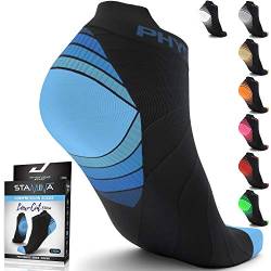 Physix Gear Sport Sportsocken Kurz Atmungsaktive Laufsocken Männer & Frauen Running Socks mit Kompression - Jogging Socken, Wander Socken, Badminton Socken, Bike Socken (2 PAAR) BLAU SCHWARZ L/XL von Physix Gear Sport